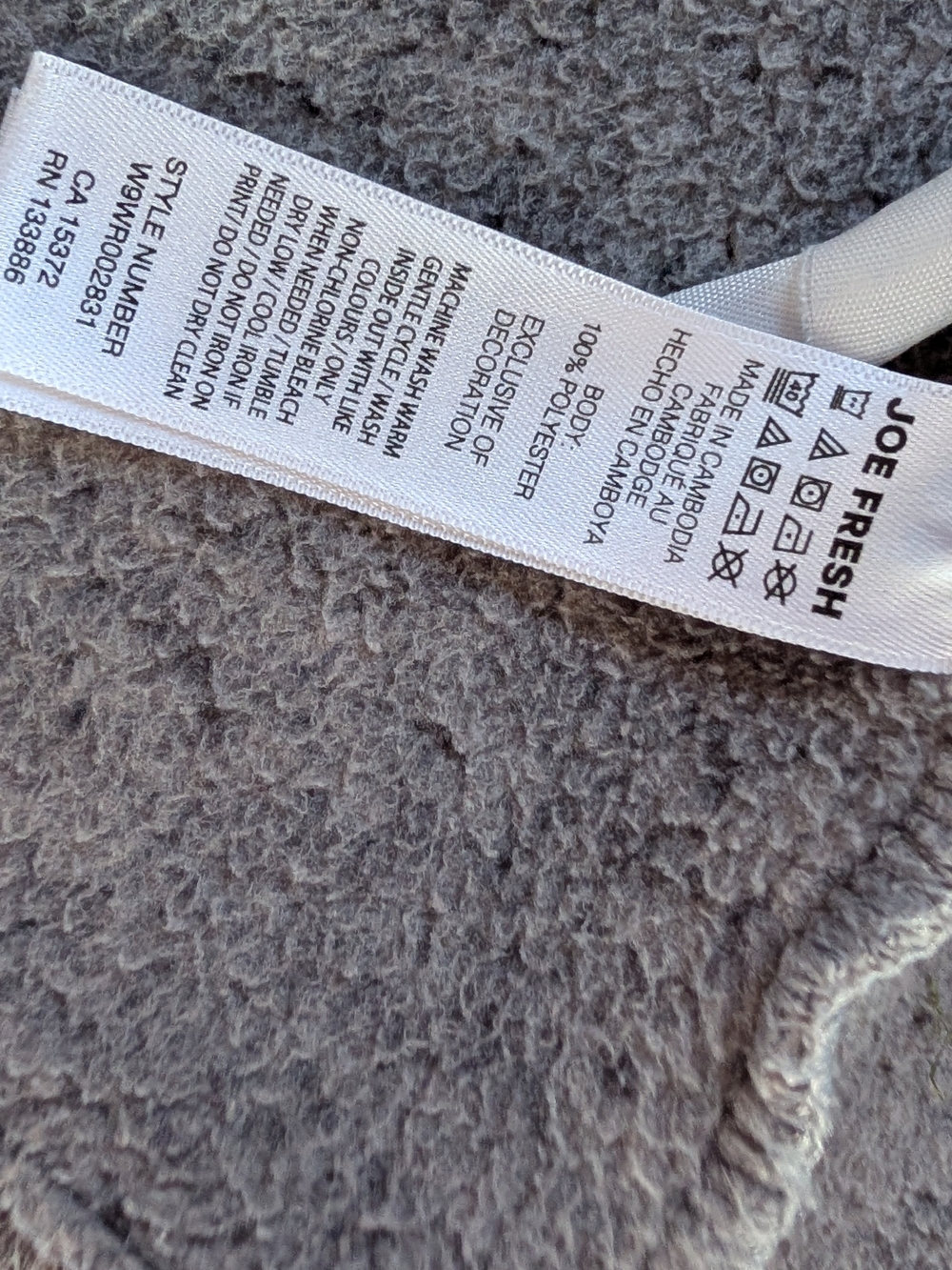 Joe Fresh Heather Gray Hooded Zip-Up Jacket with CANADA Emblem - Picture 5 of 6